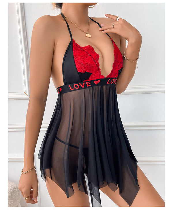 Large size sexy camisole dress chiffon erotic pajamas