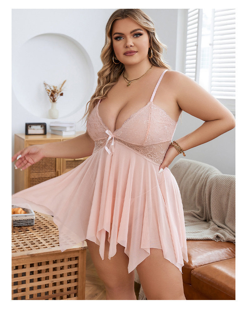 Sexy perspective suspender sexy nightgown two-piece set